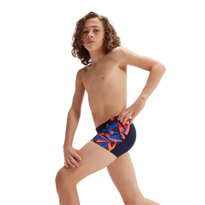 Speedo Boys Hyper Boom Panel Aquashort Navy/Orange/Cobalt-2